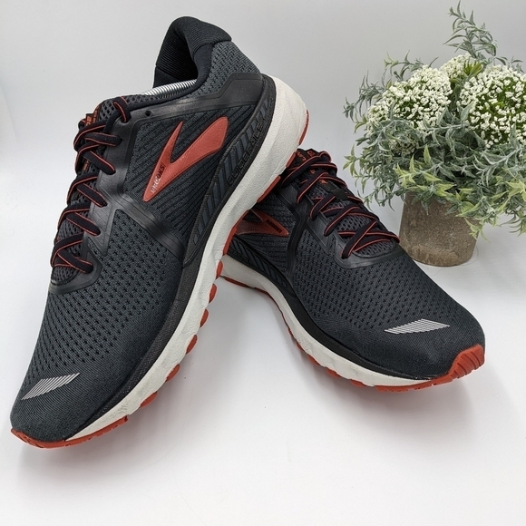 Brooks Adrenaline Gts 20 Mens Black Ebony Ketchup Size 12D pre owned - Picture 1 of 14